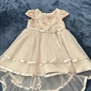 Rare Editions Cream Floral Embroidered Dress